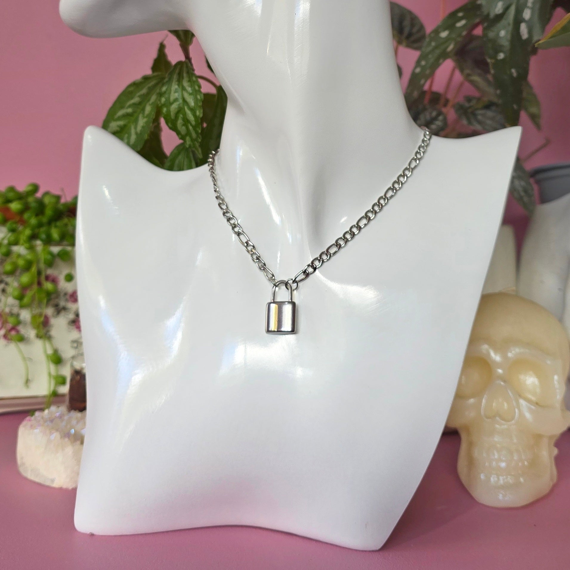 Padlock Necklace (Chunky Chain) – Cursive Craft