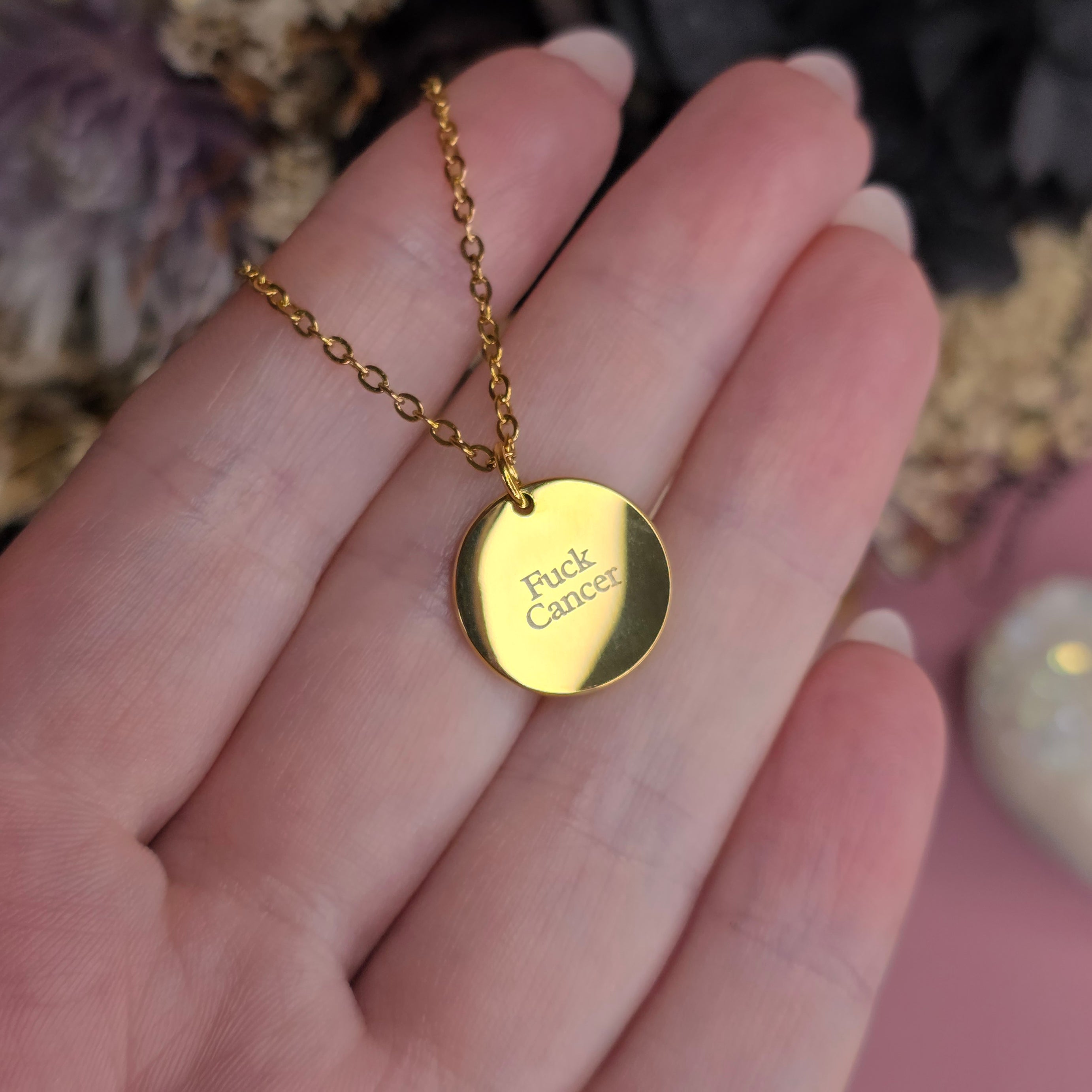 Fuck Cancer Necklace - Gold