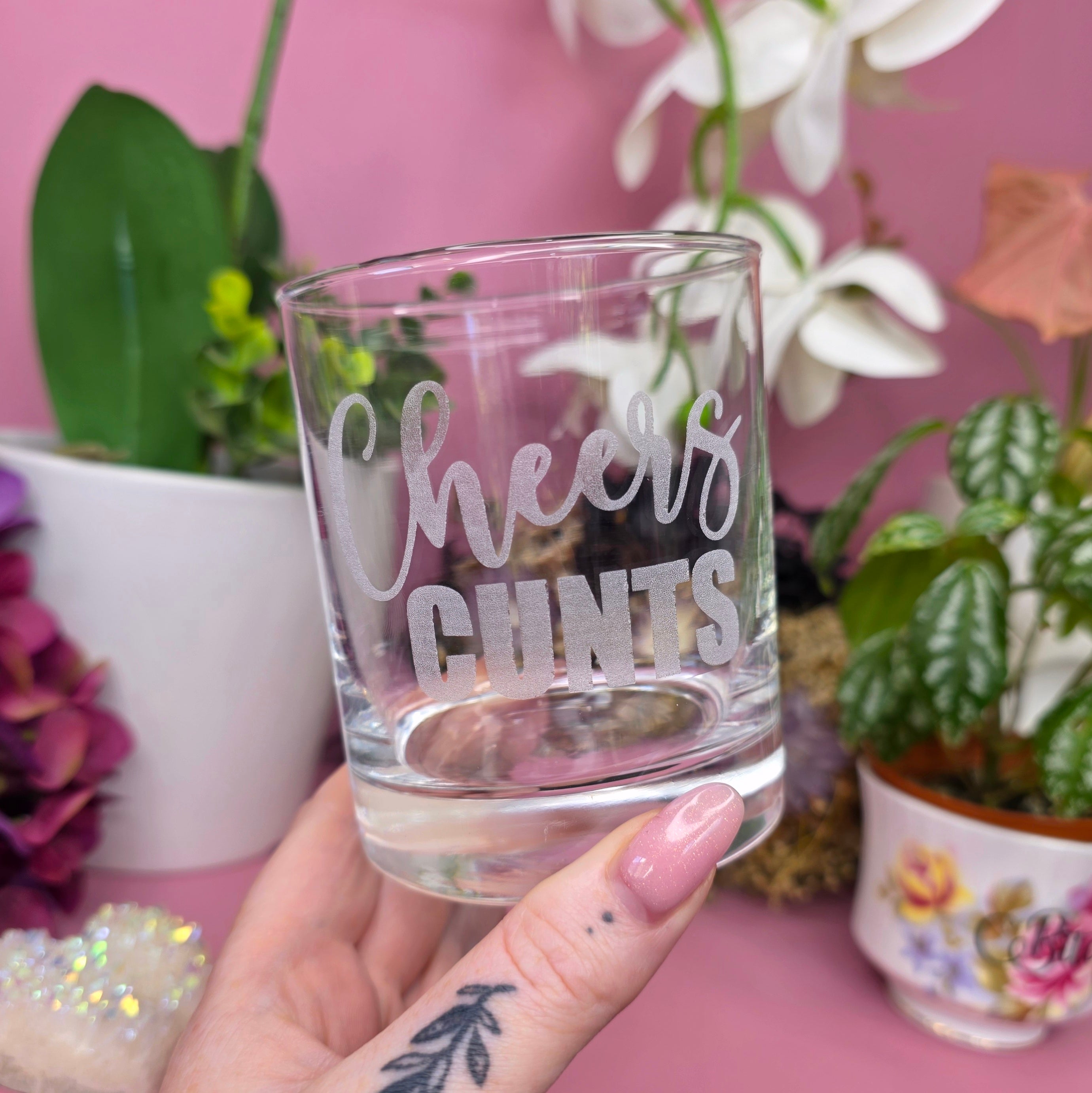 Cheers Cunts Whiskey Glass