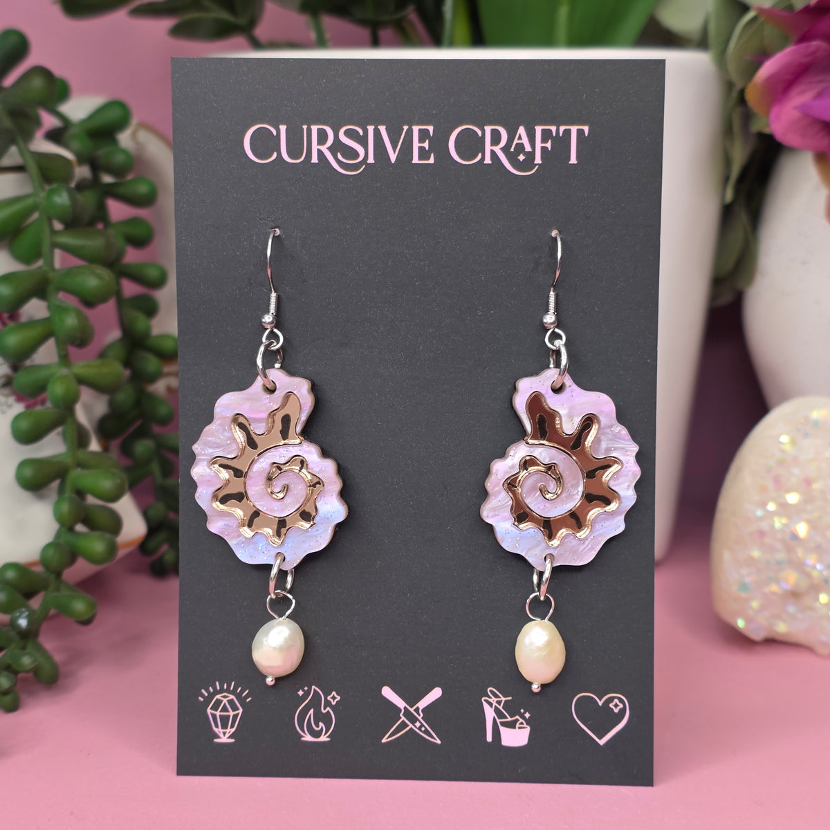 Shell With Cursive Spiral Shell Pearl Drops – Cursive Craft