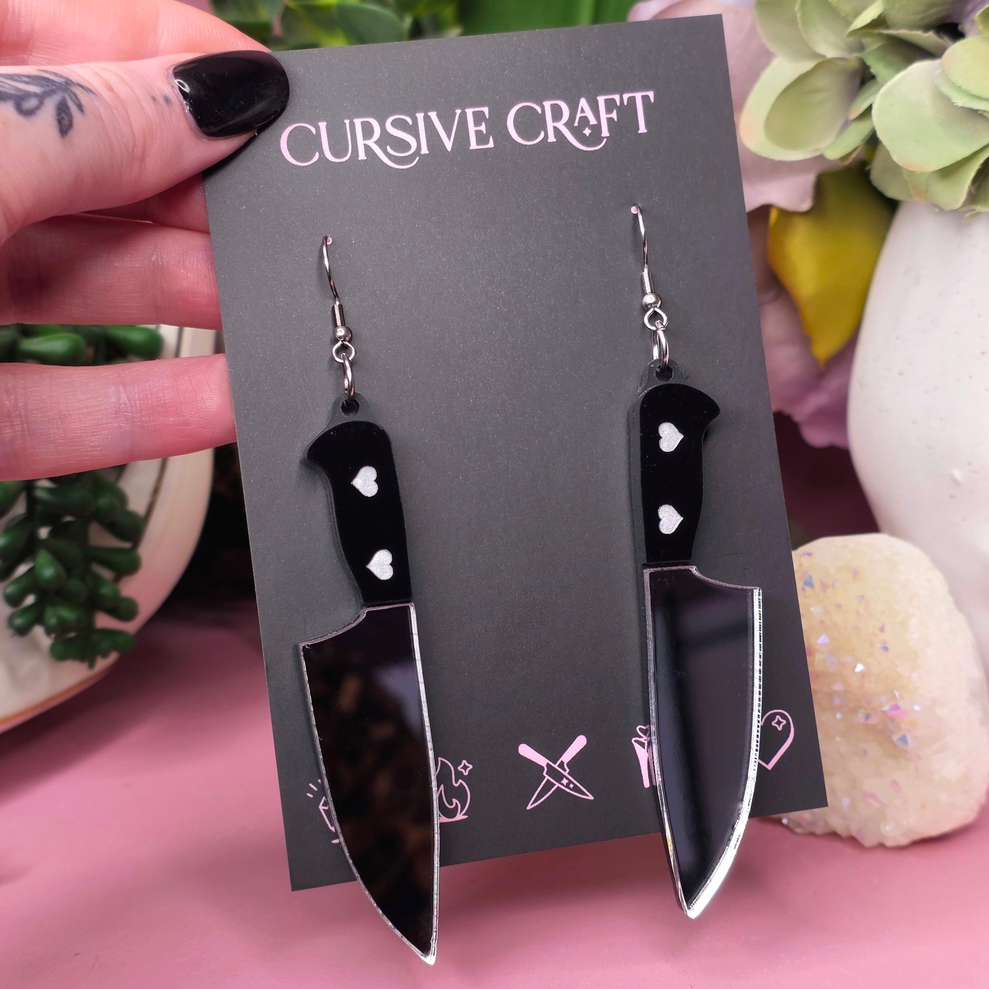 Statement Knife Earrings - Cursive Craft 