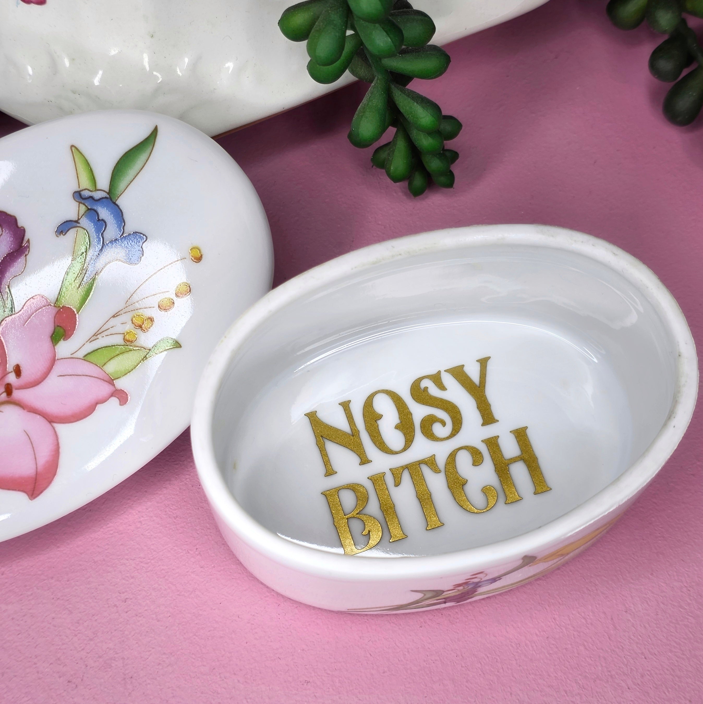 Nosy Bitch Trinket Dish - Cursive Craft 