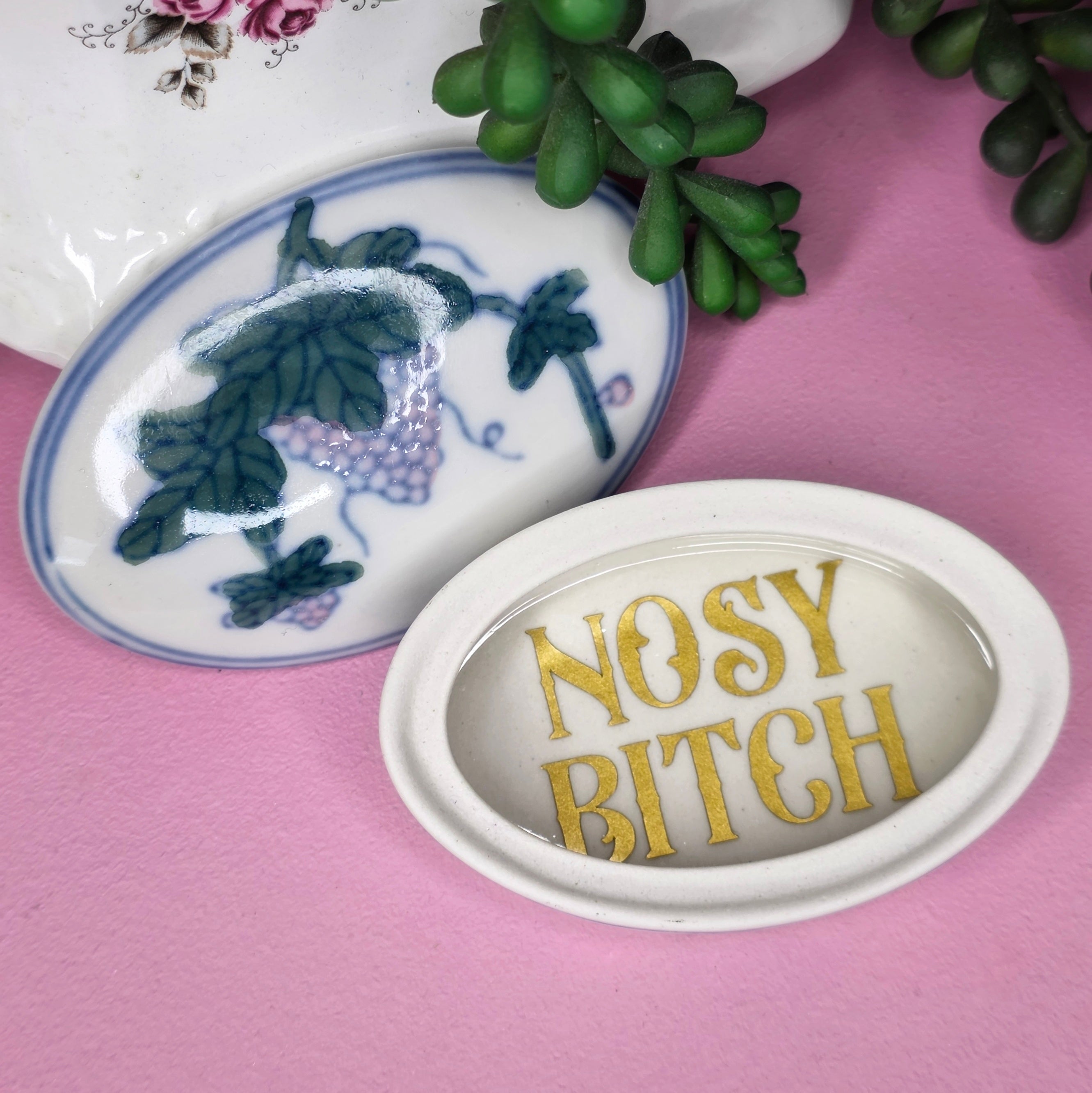 Nosy Bitch Oval - Cursive Craft 