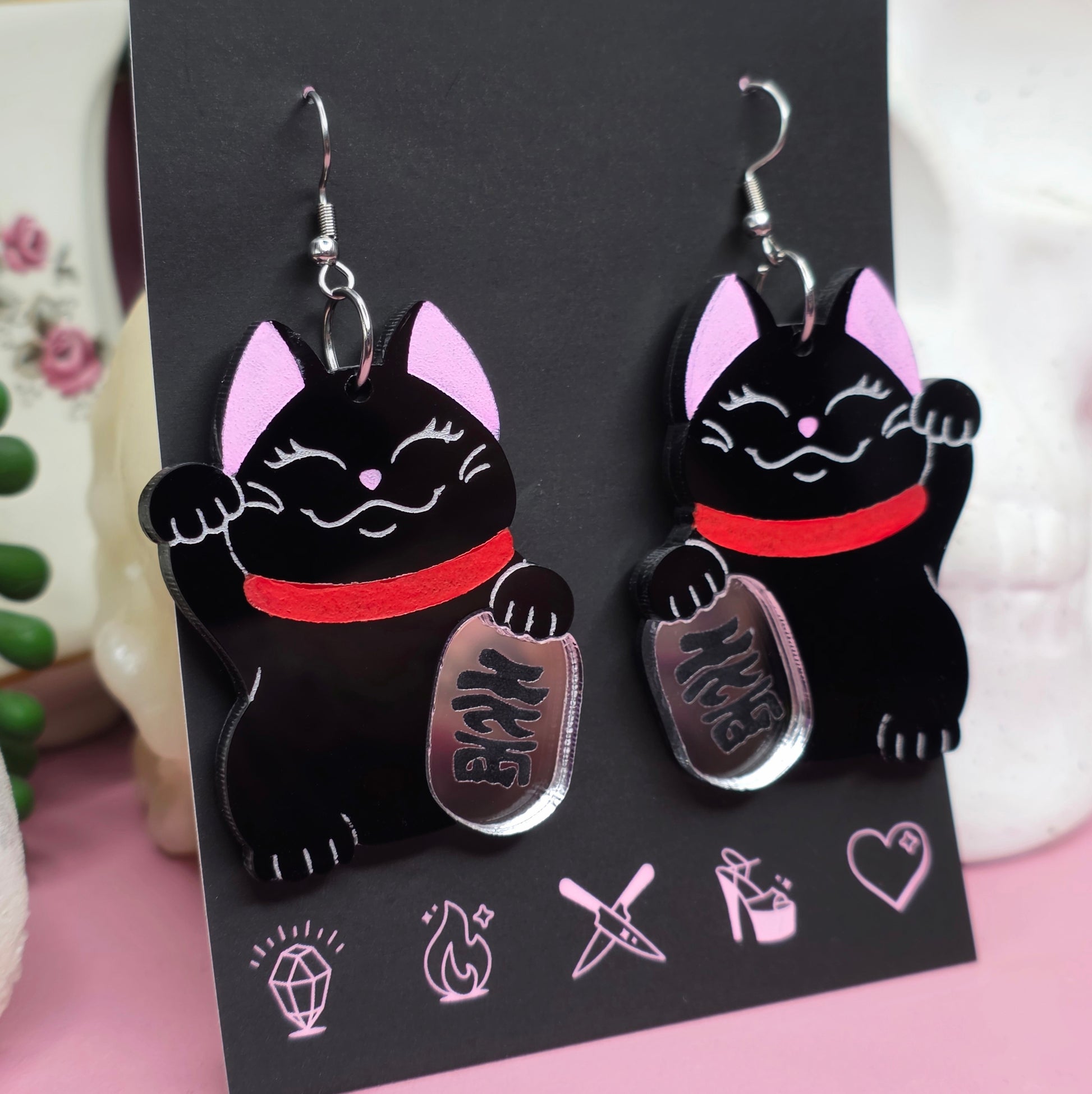 Black Lucky Cats - Cursive Craft 