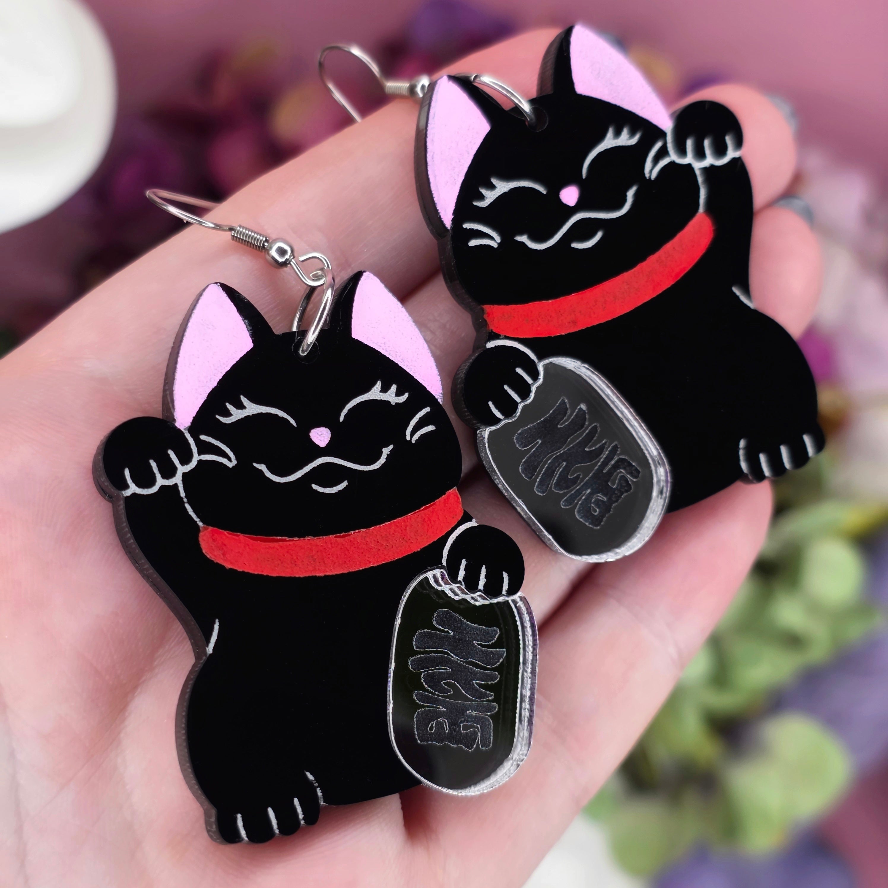 Black Lucky Cats - Cursive Craft 