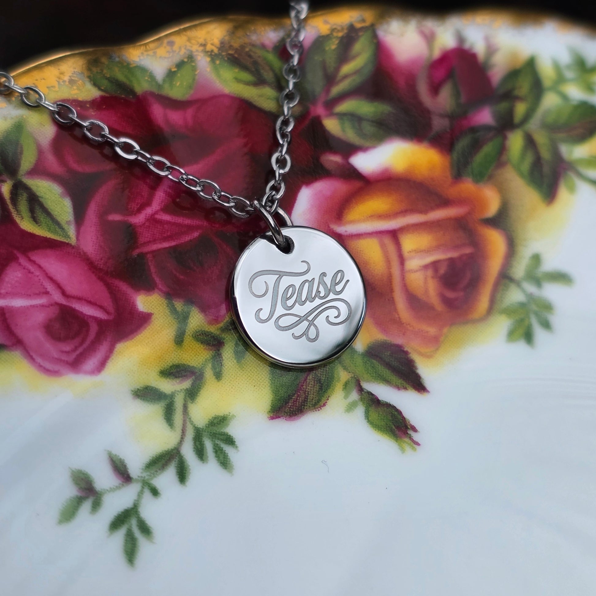 Tease Engraved Necklace - Cursive Craft 