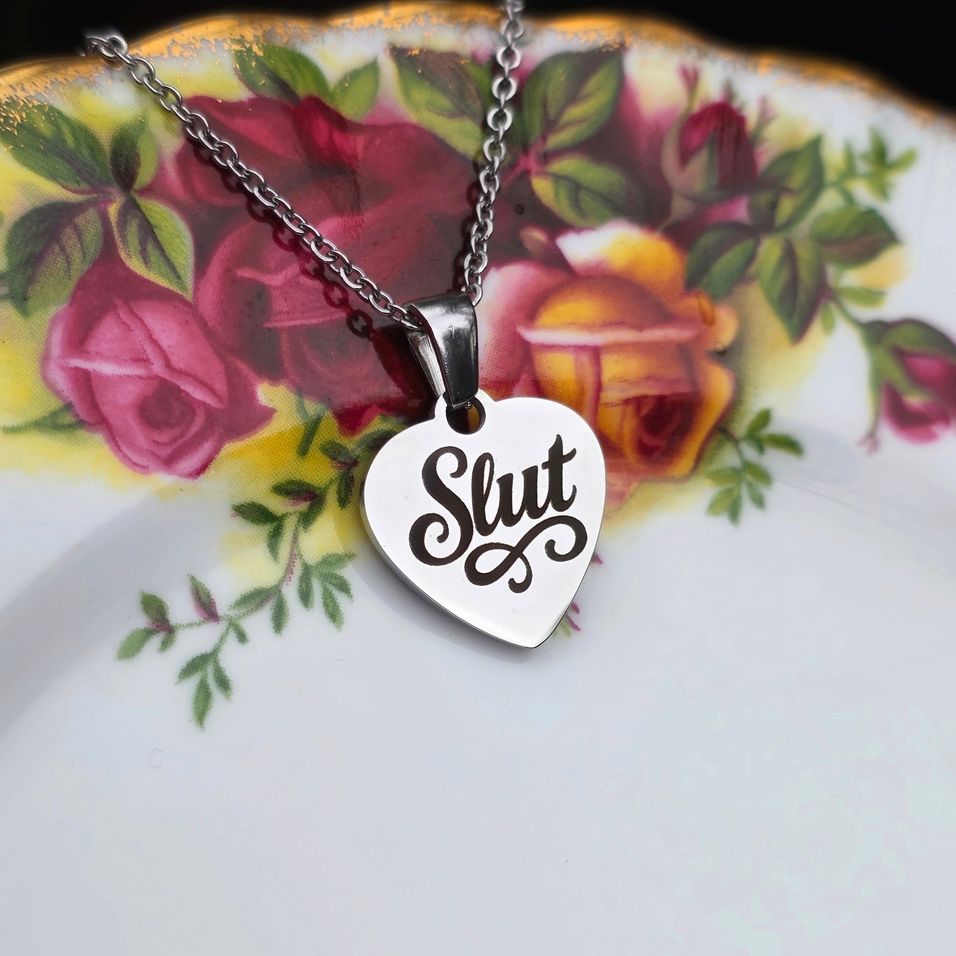 Slut Heart Necklace - Cursive Craft 