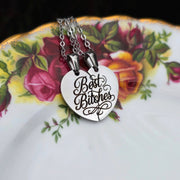 Best Bitches Split Heart Necklace Set - Cursive Craft 