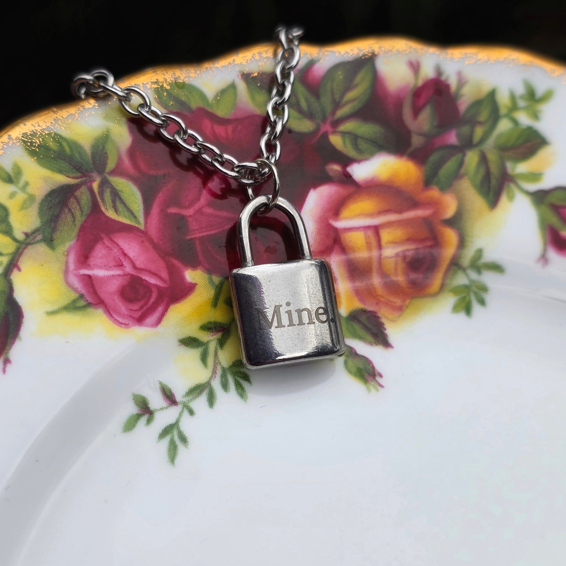 “Mine” Padlock Necklace - Cursive Craft 