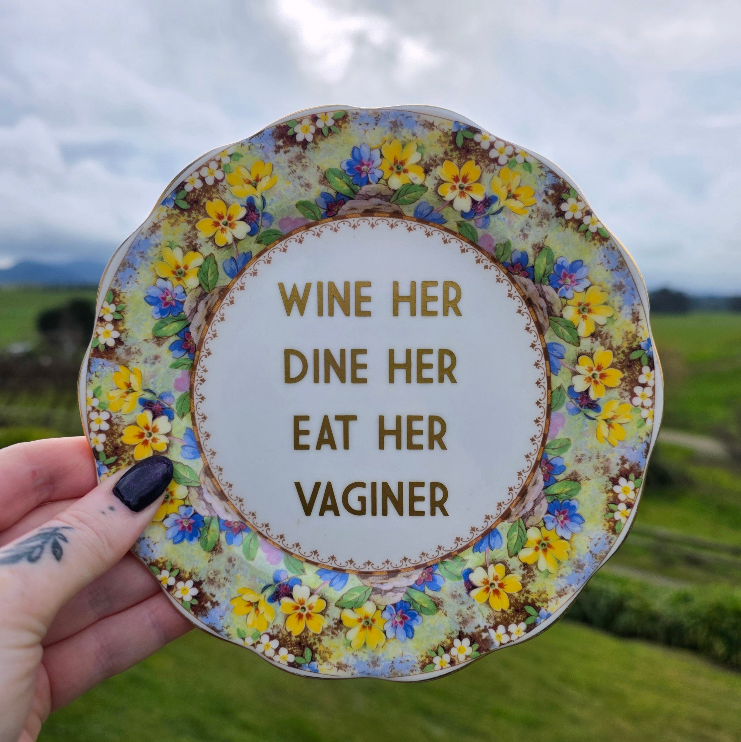 Wine Her Dine Her Eat Her Vaginer - Cursive Craft 
