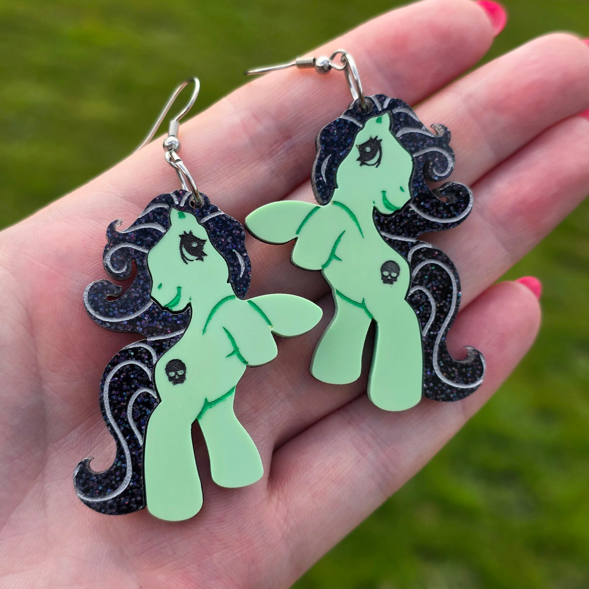 Graveyard Ghoul Retro Pony Earrings