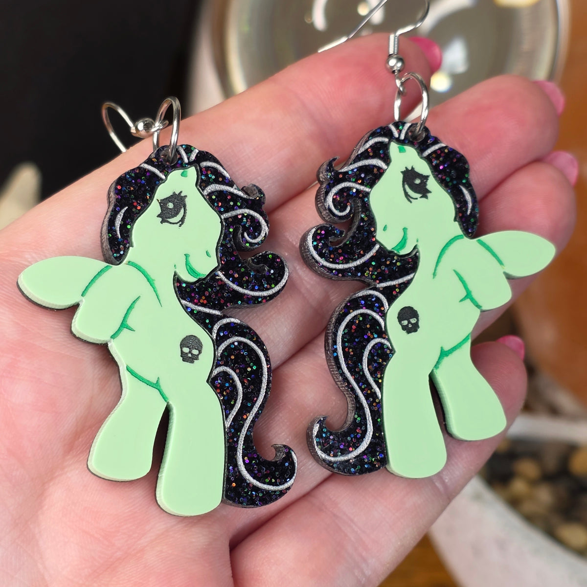 Graveyard Ghoul Retro Pony Earrings