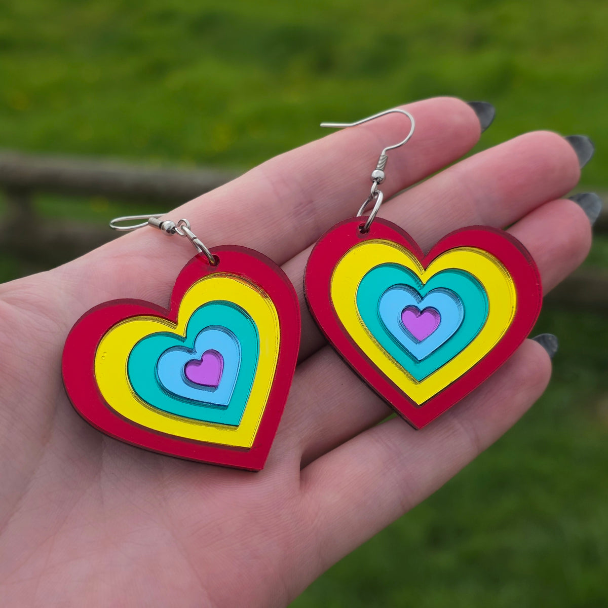 Rainbow Heart Stack - Cursive Craft 