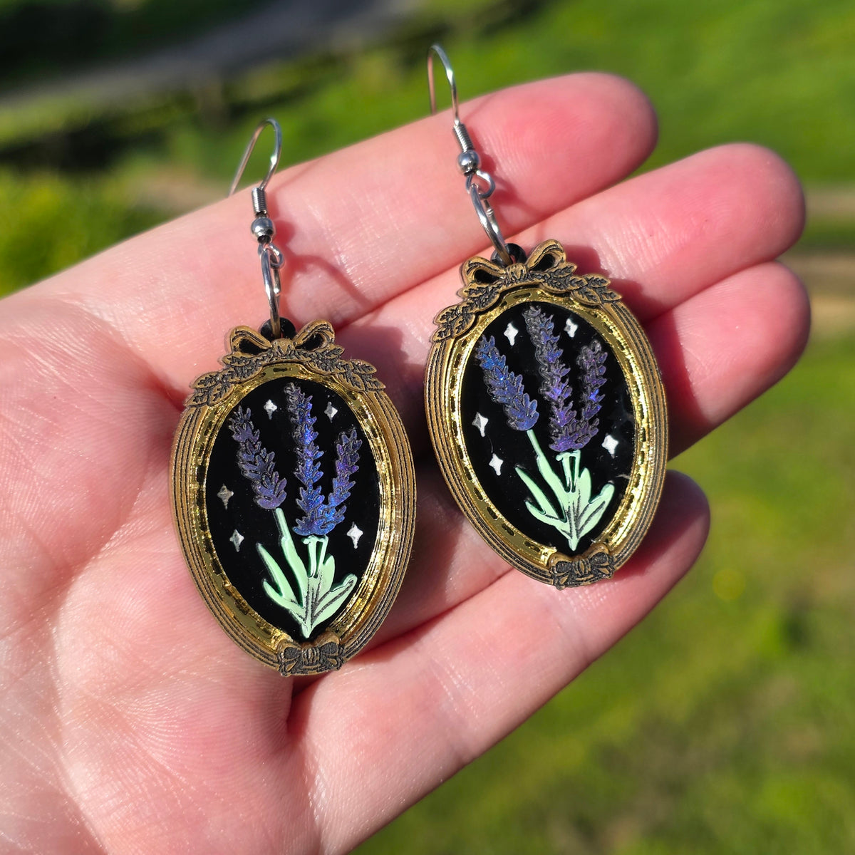 Midnight Lavender Earrings - Cursive Craft 