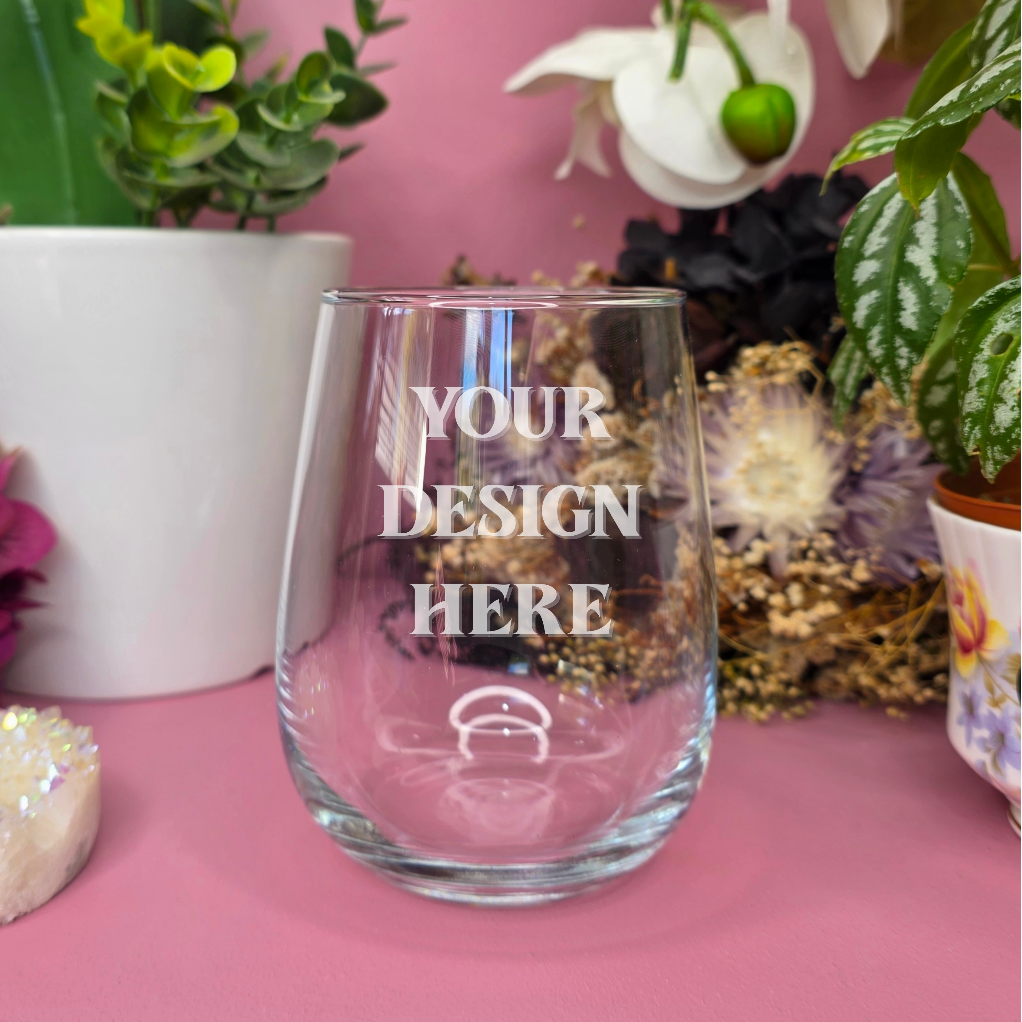 Custom Stemless Wine Glass
