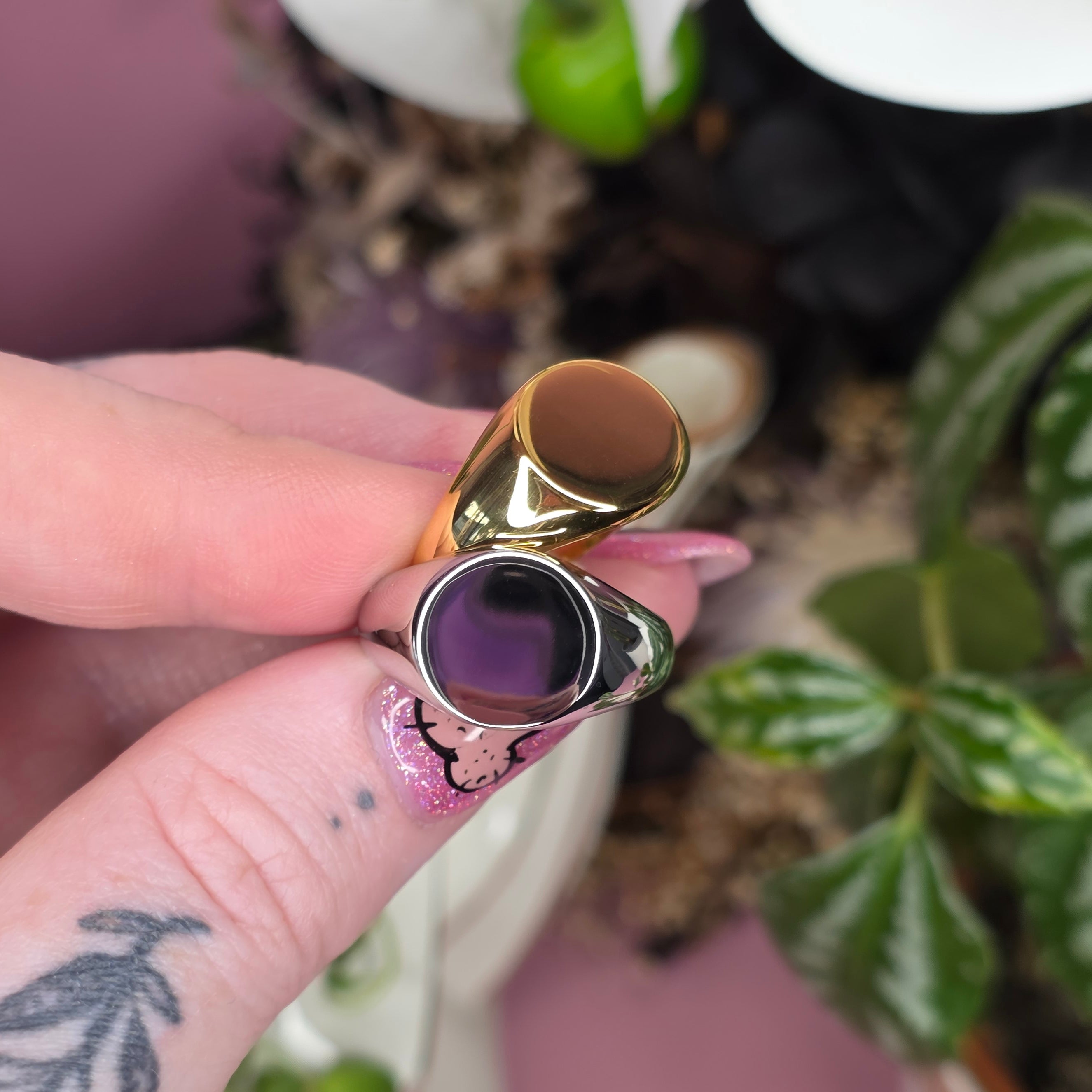 Engraved Round Signet Ring